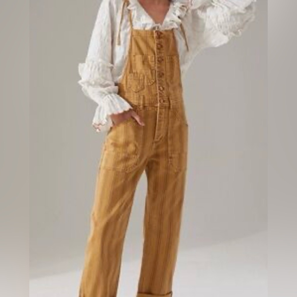 Anthropologie Golden Mustard Corduroy Overalls